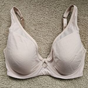 ThirdLove 24/7 cotton plunge bra beige nude underwire size 36E 36DD